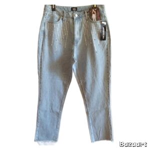 Silver Studded Straight Leg Jeans